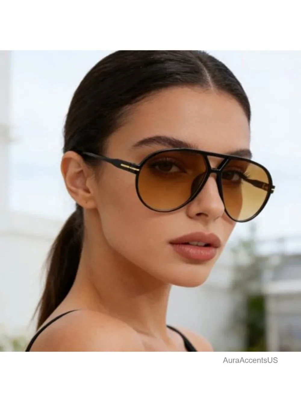 Oversized Square Aviator Sunglasses UV400 Tangle-Free Unisex Retro